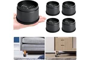 shouwuhho 4 Pack Furniture Risers 2 Inch, Adjustable Bed Risers Heavy Duty Lifts Height 2" 4", Round Stackable Bed Risers for Desk Leg Table Couch Sofa Chair Bed Frame Legs Dorm, Black