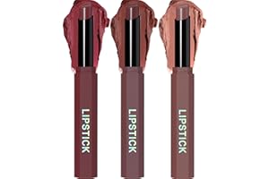 3Pcs Velvet Matte Lipstick for Women, High Pigmented Lightweight Cream Matte Lip Stick Kit, Long-Lasting Waterproof Lipstick,