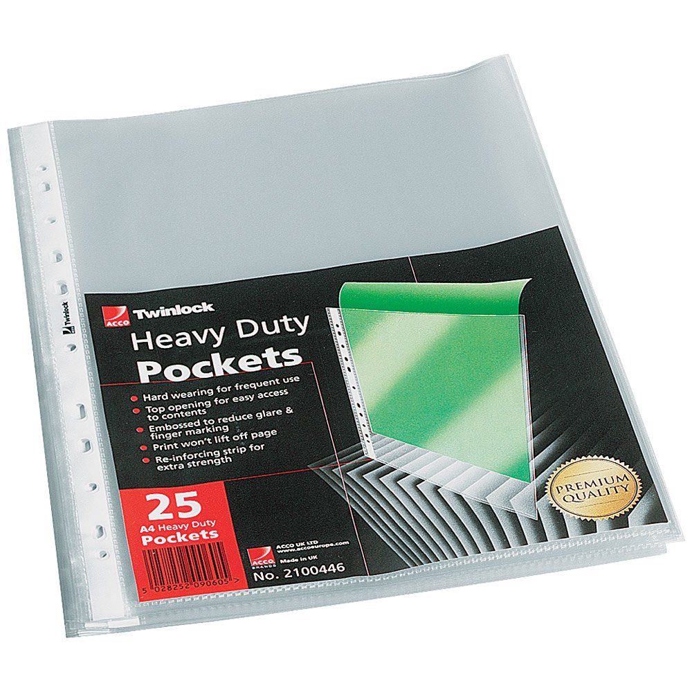 Twinlock Heavy Duty Punched Pockets A4 Top Opening SINGLE PACK Amazon