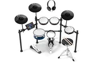 ALLSET 700 Professional Electric Drum Sets with Mude Mesh Drum Pads, 10" Dual Zone Snare, 30 Kits & 600+ BFD Sounds, 2 Pedals, Throne & Headphones, Drumsticks | USB MIDI Integration, Melodics Lessons