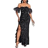Cololura Sexy Elegant Ruffled Hem Mermaid Party Cocktail Bodycon Formal Evening Gowns Maxi Dress
