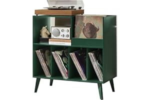 LELELINKY Large Record Player Stand, Turntable Stand with Storage, Vinyl Record Holder with Display Area, Record Player Table Holds Up to 300 Albums, Record Stand for Music Room Living Room
