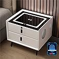 XNSHUNHOYN Smart Bedroom Nightstand with Fingerprint Lock and Adjustable LED Lights,Modern Bedside Cupboard with USB and Type-C Port, Wireless Charging Station and Speaker,Furniture Small Spaces Side