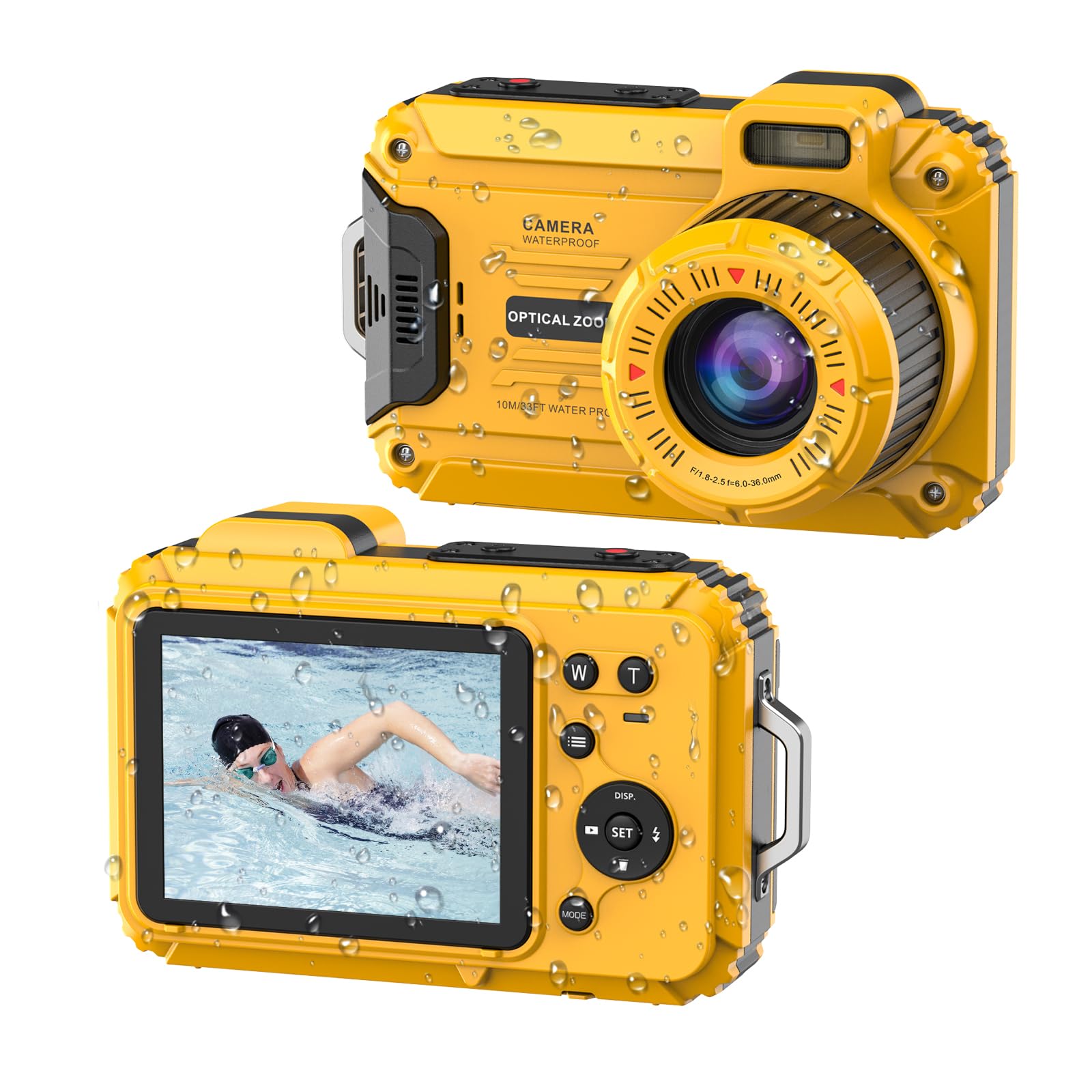 Photo 1 of ** MISSING A BATTERY** Underwater Camera, 2.7K 56MP 33FT Waterproof Digital Camera with 6X Optical Zoom & 4X Digital Zoom 2.8" IPS Screen, Ideal for Snorkeling, Swimming and Outdoor Adventures with 32G Card