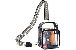 FINGUOLA Clear Bag Stadium Approved,Clear Sling Bag for Women Concerts Sports Travelling Hiking Running with Adjustable Strap