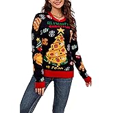 Womens Ugly Christmas Sweater Funny Xmas Santa Claus Pullover Top Knit Casual Long Sleeve Sweater