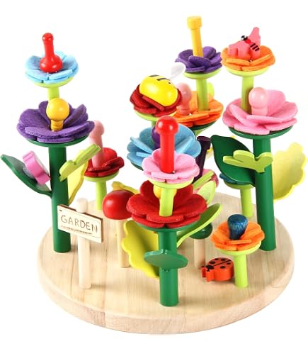 Amazon.com: 51Pcs Wooden Flower Garden Building Toys, Build a