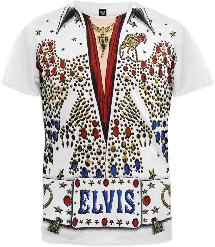 Elvis Presley Mens Eagle Jumpsuit Subway Tshirt XLarge White