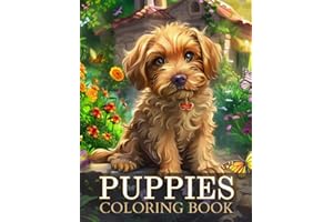 Cute Puppies Coloring Book for Kids and Adults: 60 pages of adorable puppy coloring for dog and animal lovers, featuring over