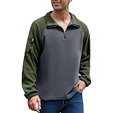 COZYPOIN Men's Quarter Zip Fleece Pullover Sweatshirt Raglan Sleeve Half Zip Mock Neck Warm Colorblock Polo Sweater