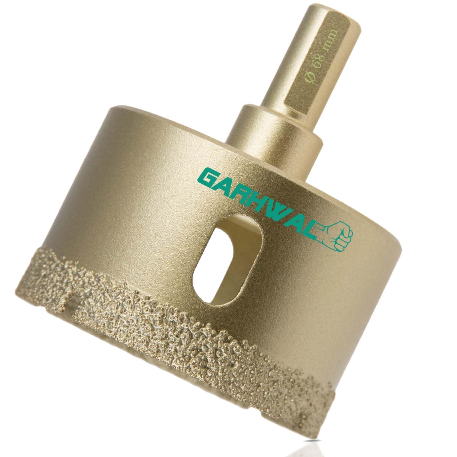 GARHWAL Vacuum Brazed Diamond Hole Saw Core Drill Bit - Ideal Hole Cutter for Tile, Ceramic, Porcelain, Brick, Stone, Glass, and Granite (Diamond Hole Saw Diameter 68mm)