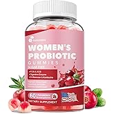 Vaginal Probiotics for Women Gummies, 200 Billion CFU Prebiotics and Probiotics Gummies for PH Balance & Urinary Health, with Kombucha, Akkermansia for Digestive Health, Cranberry Flavor, 60 Count