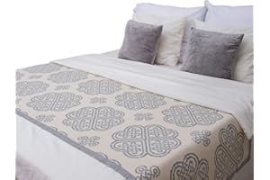 SAOL Bed Scarf Runner with Celtic Knots (Grey, Quenn Bed)