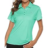 TBMPOY Women's Golf Polo Short Sleeve Shirts Lightweight Moisture Wicking Collared T Shirt Quick Dry 4-Button