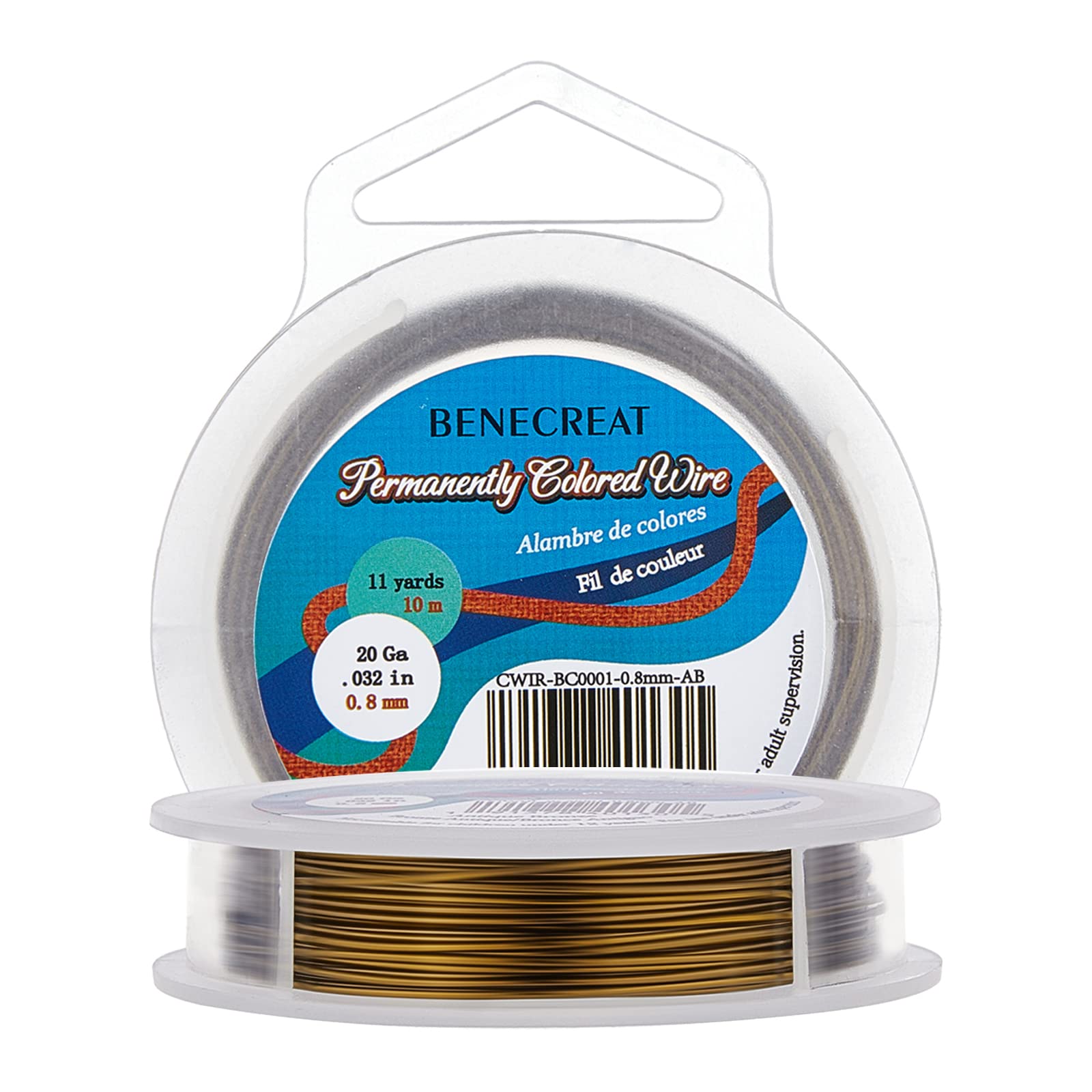 BENECREAT 20Gauge(0.8mm) Tarnish Resistant Antique Bronze Wire Jewellery Making Copper Wire, 10M/11Yard