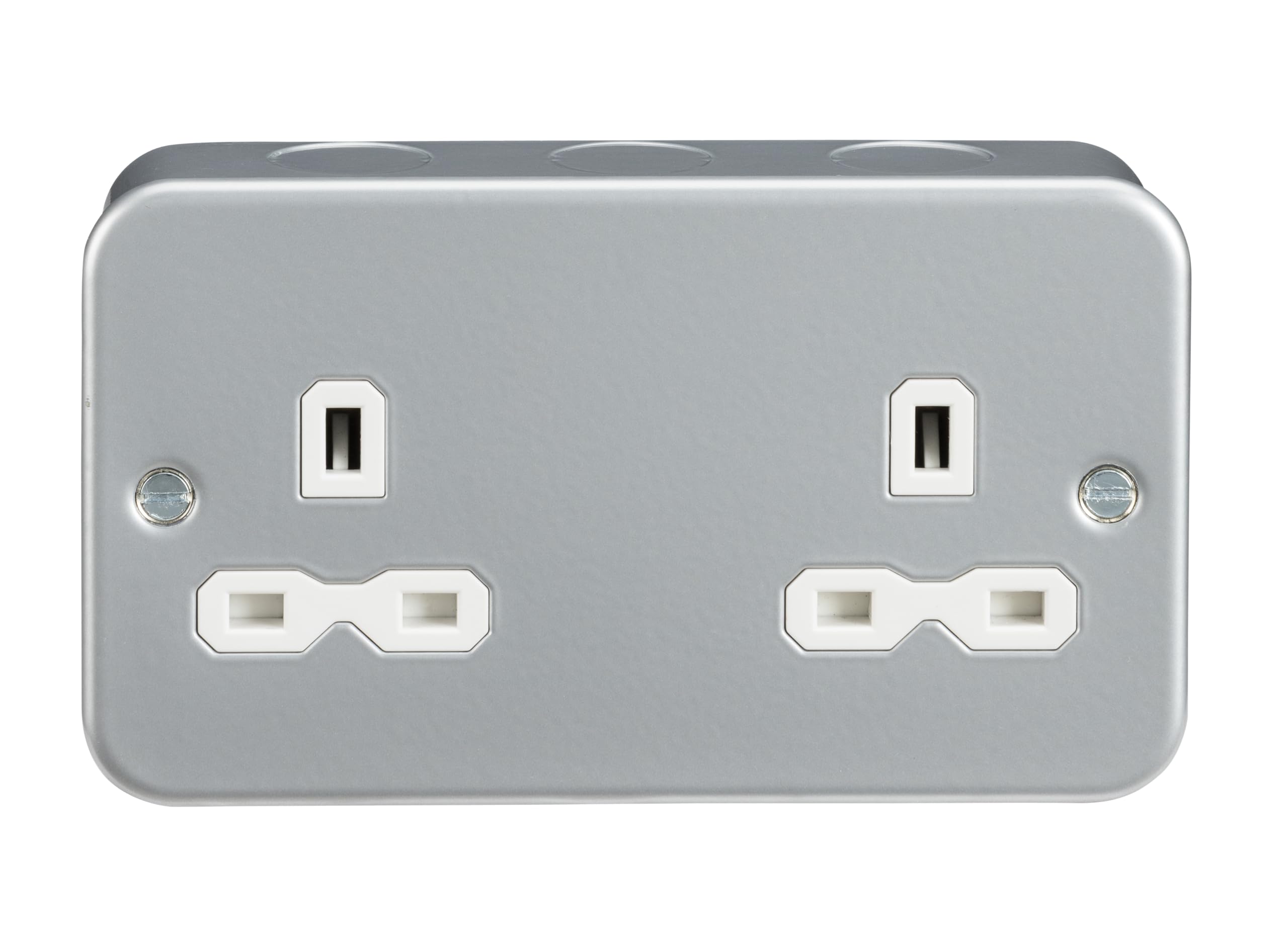 Knightsbridge MR9000U Metal Clad 13A 2 Gang Unswitched Socket, Silver, 45.0 mm*81.5 mm*142.0 mm