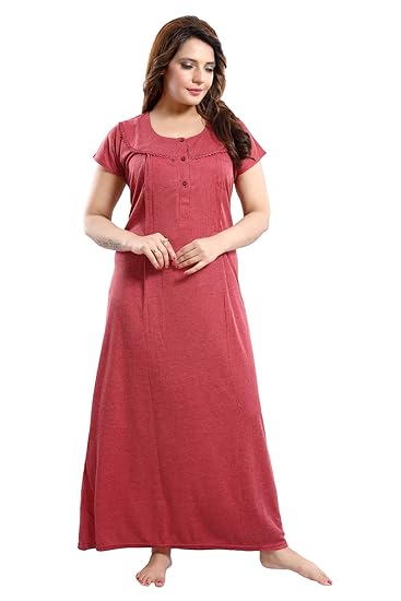 Women Cotton Striped Maternity Nighty/Feeding Gown - Multicolor - Free Size