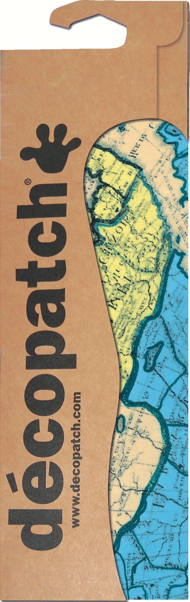 Decopatch C691O Papers 395 x 298 mm, Pack of 3, Turquoise Landkartenmotiv