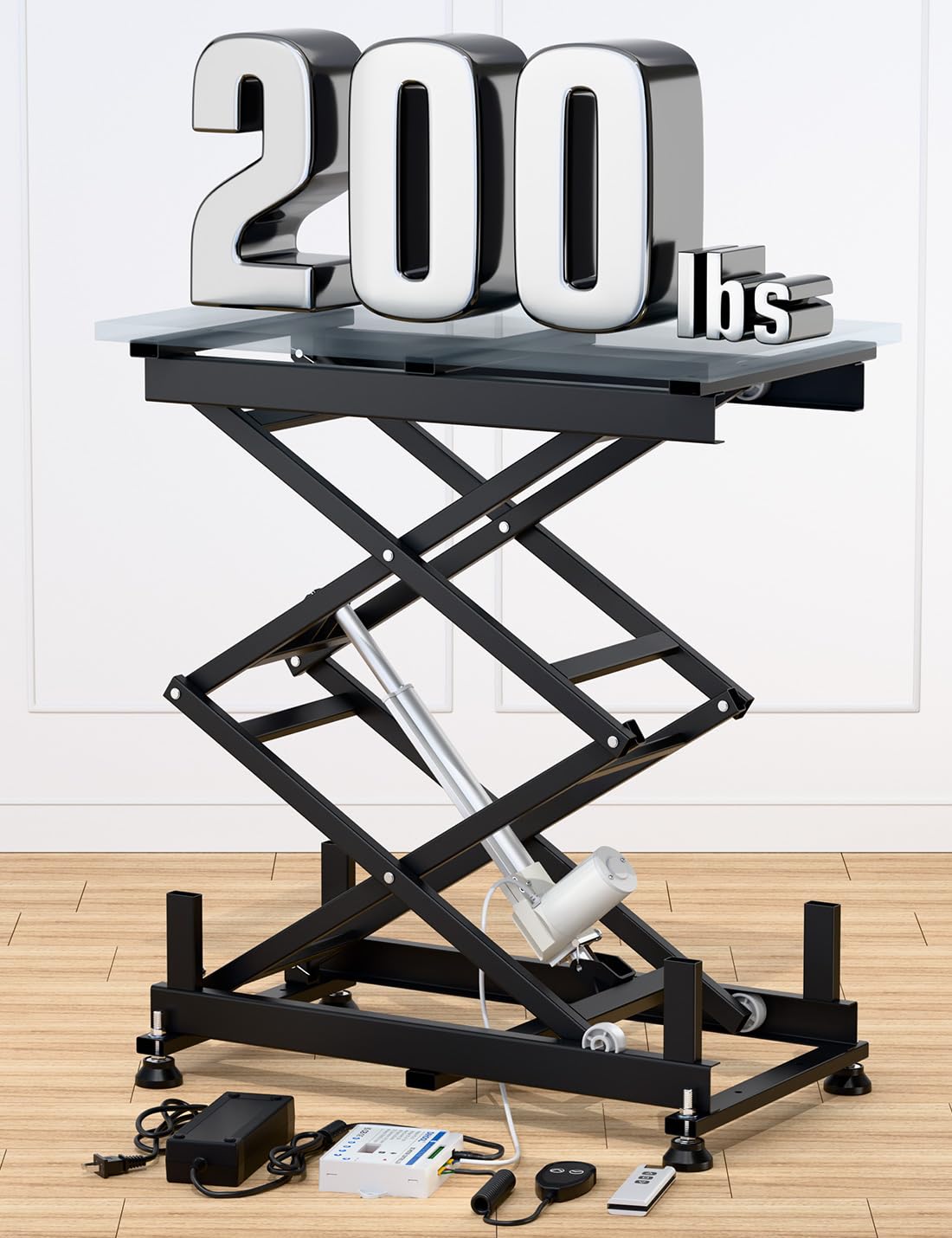 Photo 1 of DIHOOL Electric Scissor Lift Table, 200Lbs, 10.43"-50.39" Height Adjustable Lifting Platform, Super Quiet with Remote & WiFi Control, Obstruction Detection, AC/DC Power for Home/Industrial Use