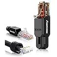 AMPCOM Cat6A Tool Free RJ45 Connector UTP Field Termination Modular Plug for 23-26 AWG Unshielded Ethernet Cable (Black, 6 Pack)