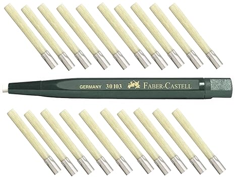 Faber Castell Drehstift mit Glasradierer (Glasfaserpinsel) ultimatives Long-Life Nachfüll-Set inkl. 20 Minen!