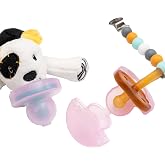 Keepsie Pacifier Cover, Pink 2-Pack| Fits Select Round &amp; Flat Pacifiers | Travel Case: Keep Pacifiers Covered with Clips &amp; Plush Attached | Made in USA | BPA-Free