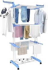HOMIDEC 4-Tier Foldable Clothes Drying Rack Stainless Steel 172cm H