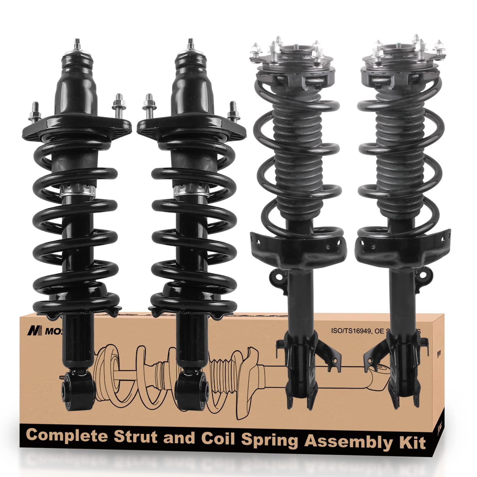 MOSTPLUS Front Rear Complete Strut Coil Spring Assembly 11605 11606 172497R 172497L Compatible with Honda CR-V 2007 2008 2009 2010 2011 (Set of 4)