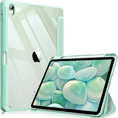 FINTIE Hybrid Case for iPad Air 11 M4/M3/M2 Green with Pencil Holder & Stand