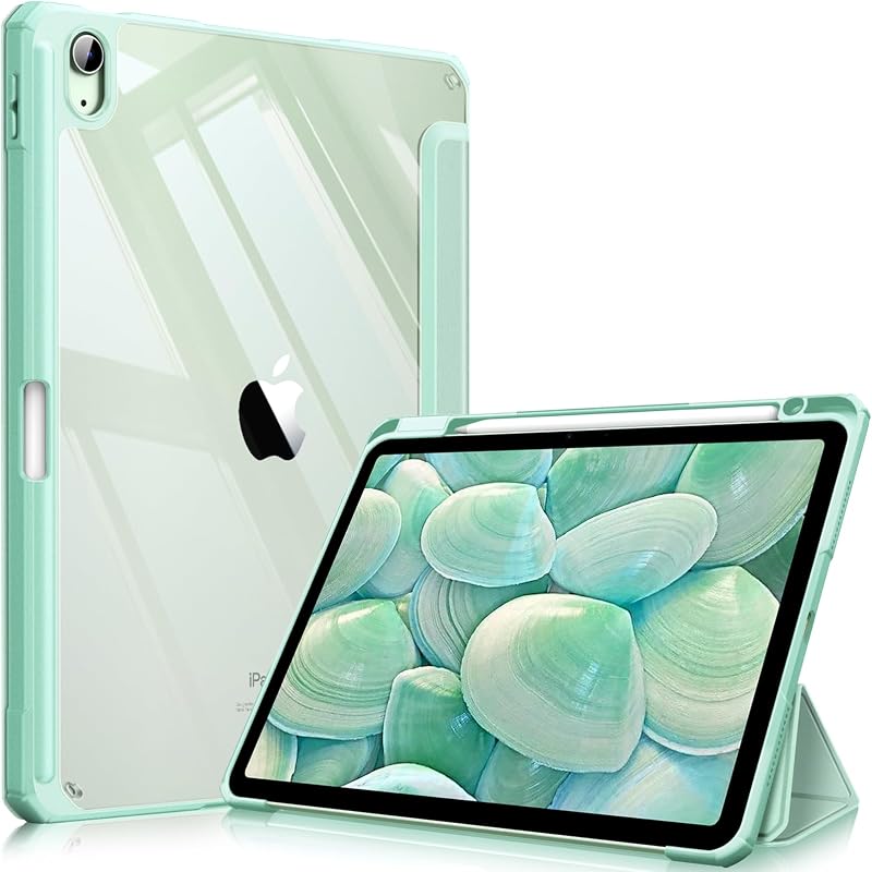 FINTIE Hybrid Case for iPad Air 11 M4/M3/M2 Green with Pencil Holder & Stand