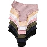 GORGLITTER Women's 7 Pack Sexy Underwear Lace Panties Mid Riae Hipster Briefs Multipack