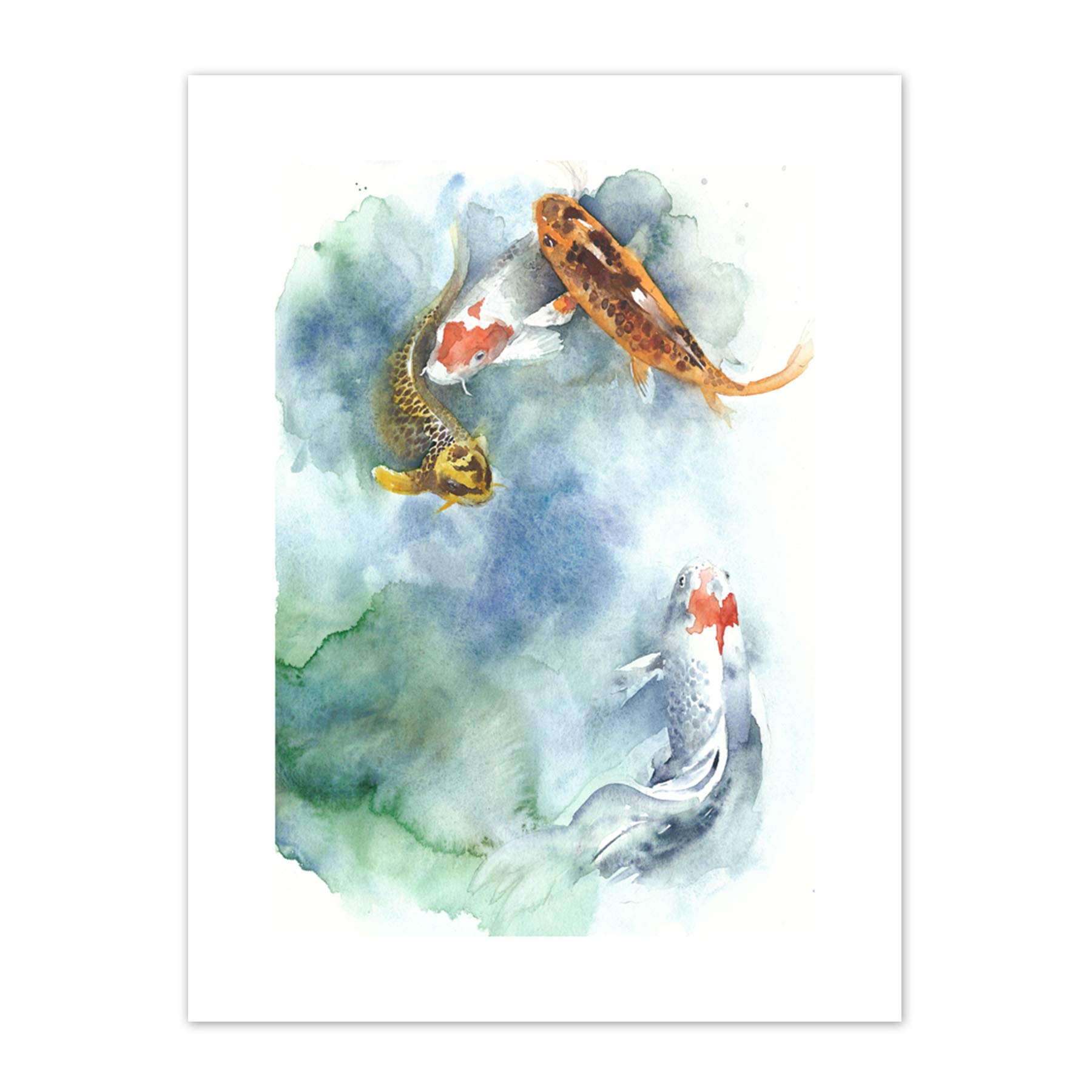 Japanese Koi Fish Pond Art Print Canvas Premium Wall Decor Poster