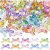 DICOSMETIC 100Pcs 10 Colors Acrylic Bow Beads Colorful Bow Tie Beads Bowknot Aesthetic Bead Transparent Bowknot Spacer Bead for Bracelet Necklace Earring Jewelry Making
