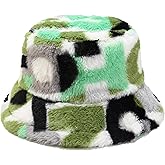 Winter Fluffy Fuzzy Bucket Hat Plush Furry Faux Fur Fisherman Hats Warm Hat for Women
