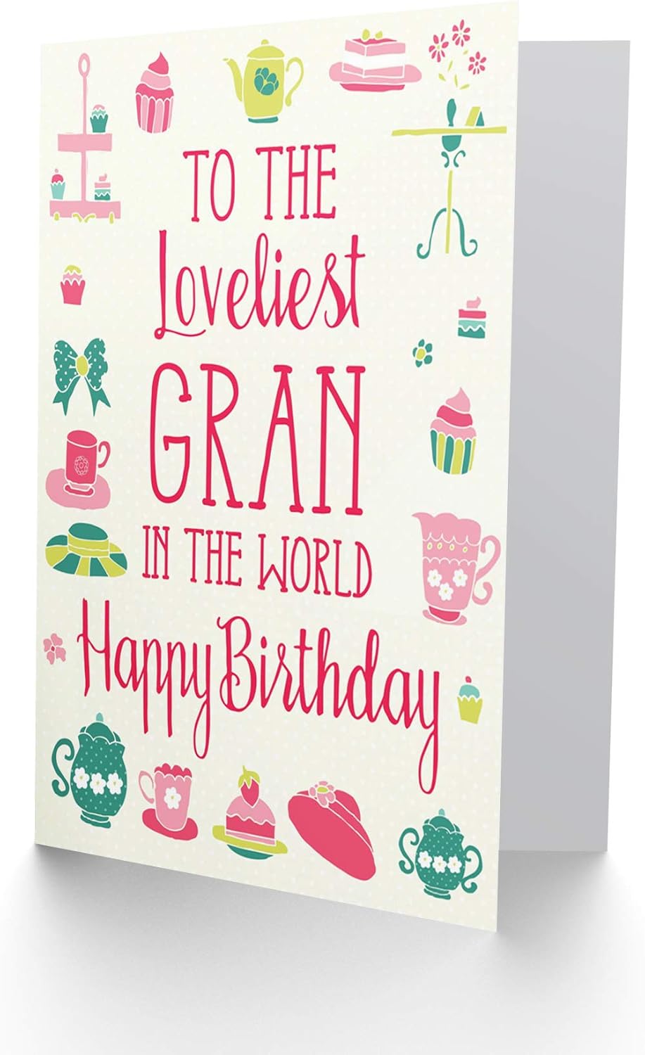 Wee Blue Coo CARD BIRTHDAY HAPPY GRANDMOTHER GRAN LOVELIEST WORLD GIFT CP2695, Loveliest Gran Tea Theme, 17.5 x 12.5 cm - Image 3