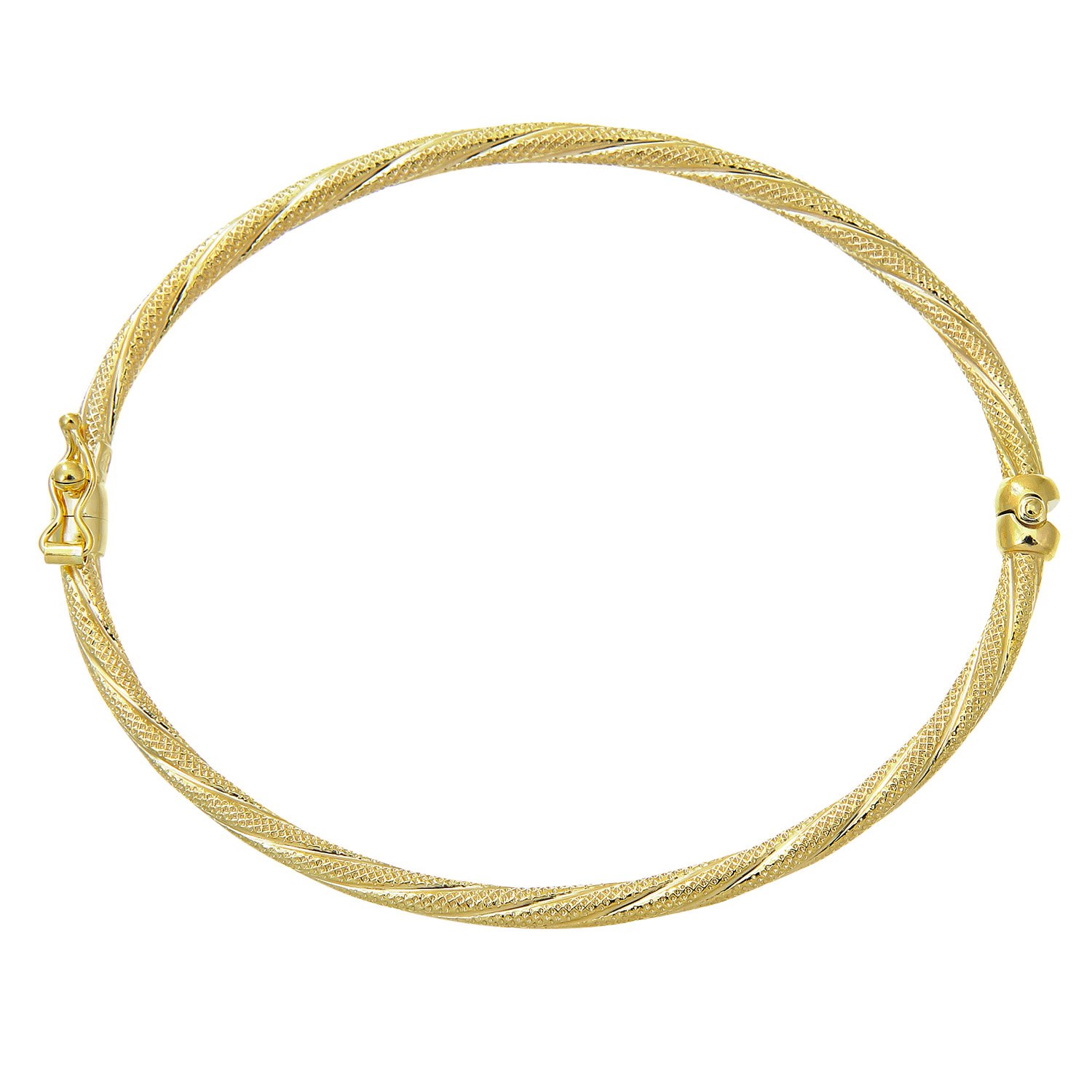 Citerna 9 ct Yellow Gold Diamond Cut Twisted Stripe Bangle of Diameter 55 mm