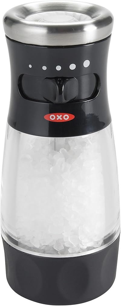OXO Salt Grinder Clear Acrylic Non-Corrosive Ceramic Grinder Adjustable Settings