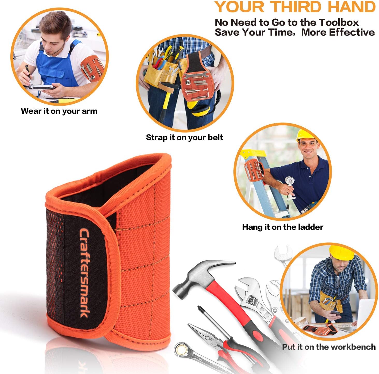 Magnetic Wristband - 16 Strong Magnets for Holding Screws/Nails/Drill Bits - Unique Cool Gadget Gifts for Men/Dad/Boyfriend/Husband/DIY Handyman/Him - - 