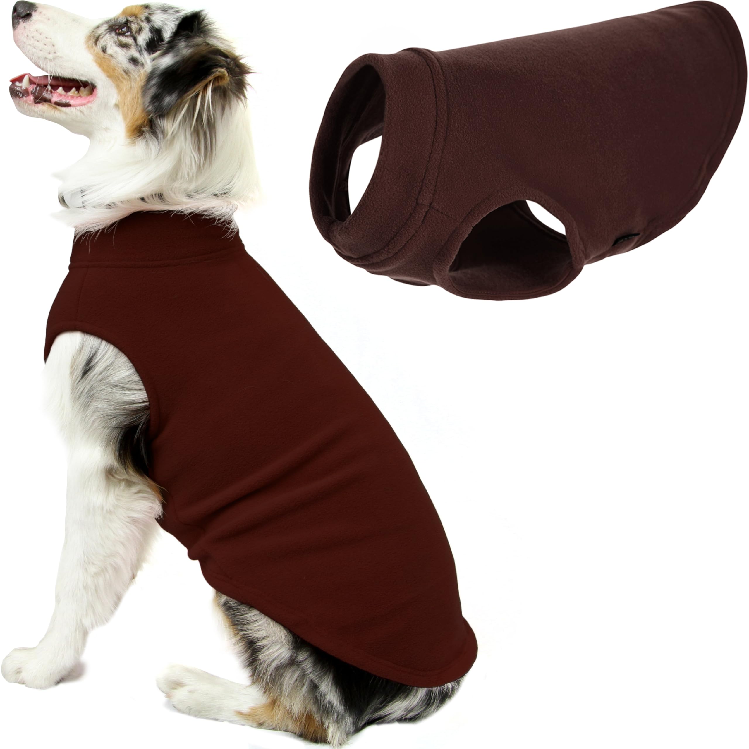 Gooby Stretch Fleece Vest Dog Sweater, Brown, Size 6XL Warm Pullover Fleece Dog Coat, Winter Dog Clothes for Small Dogs, Boys or Girls, Dog Sweater for Large Dogs