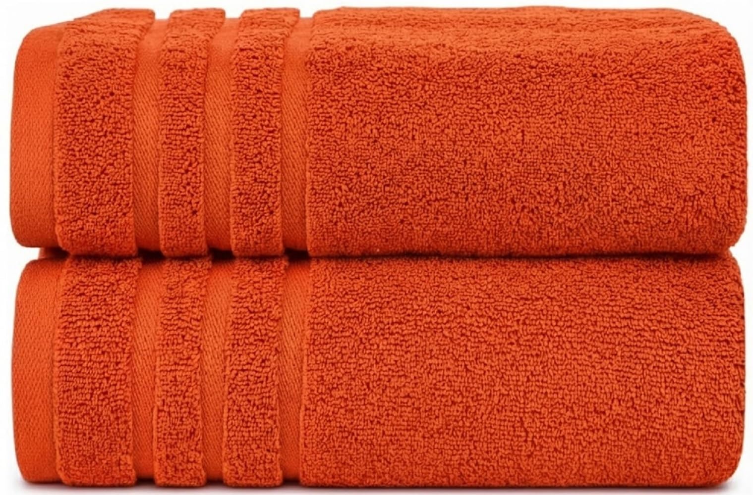 WovenWonder Pack of 2 Super Jumbo Bath Sheets (100 x 200 cm-600GSM) Luxury 100% Egyptian Cotton Soft Extra Large Bath Sheet Towels Highly Absorbent & Quick Dry Hotel Quality Towel Set (Orange)