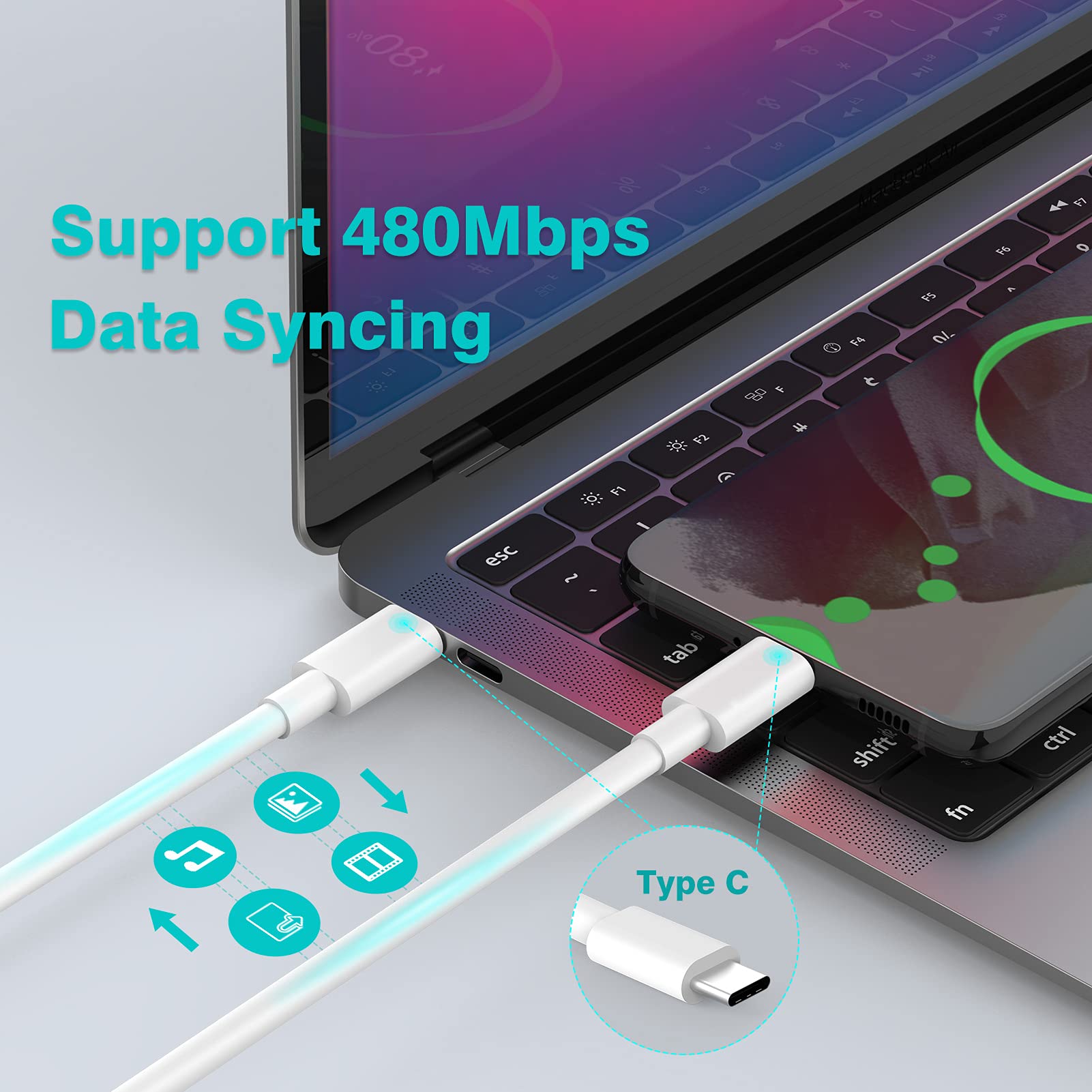 30W USB C Ladegerät Kompatibel mit MacBook air 13 12 Zoll, iPad Pro 13, 12.9, 11 Zoll 2024 2023 2022 2021 2020 2019 M4 M2 M1, iPad Air, Mini 6, iPad 10, iPhone 16 15, Pixel 8 7, 2M/6.6FT USB-C Kabel 8