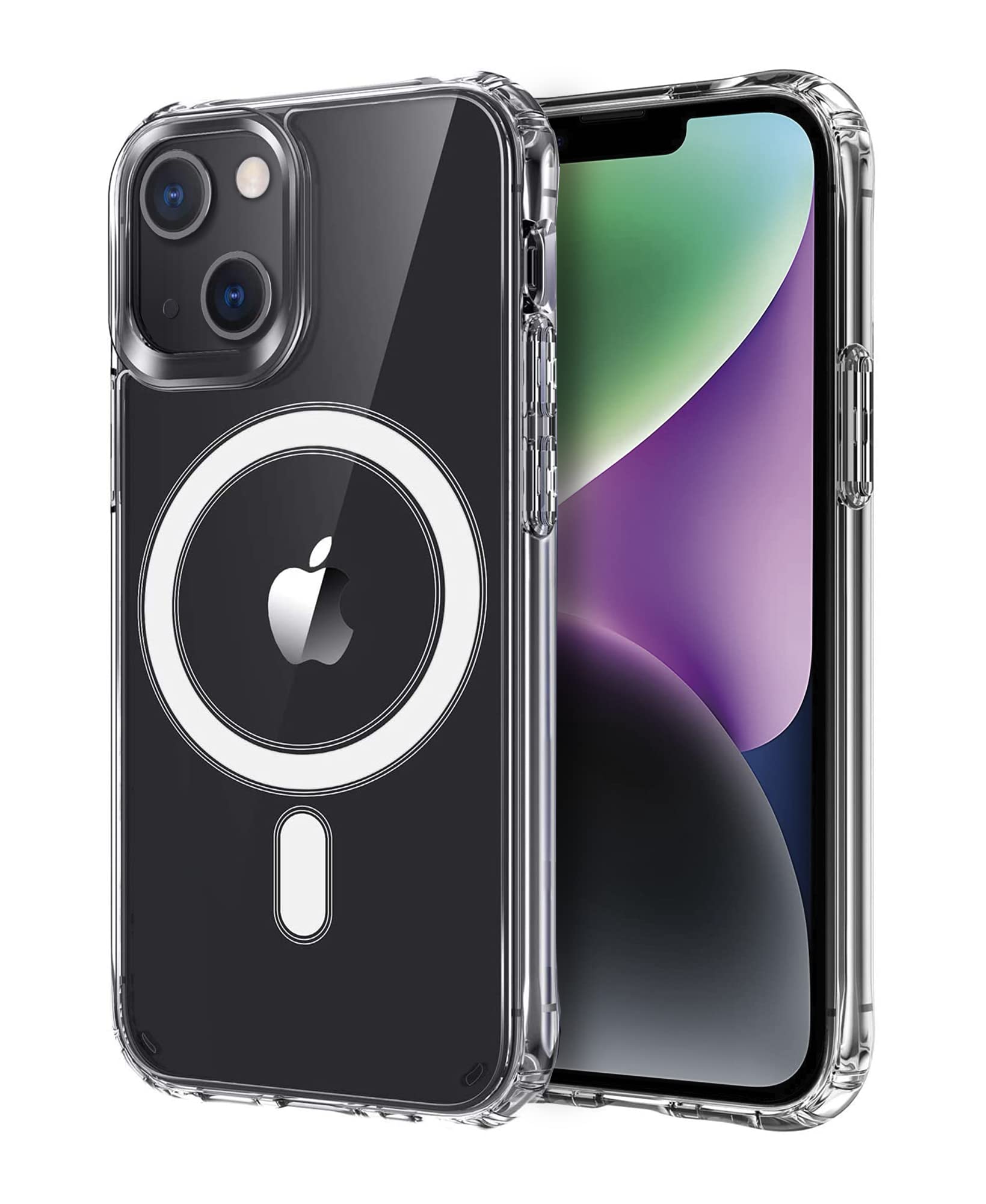 ICOVERI Compatible with iPhone 14 Case, Magnetic, Compatible with QI Wireless Charging Accessories, Hybrid, Transparent.