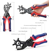 WORKPRO 6-in-1 Leather Belt Hole Puncher Revolving Punch Plier view 5