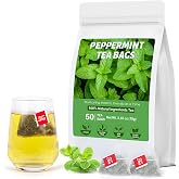 Peppermint Tea, 50 Tea Bags - Pure Peppermint Leaves, Caffeine Free Mint Herbal Tea Bags - Supports Healthy Digestion, Wellness &amp; Refreshment (50 Counts, Pack of 1)