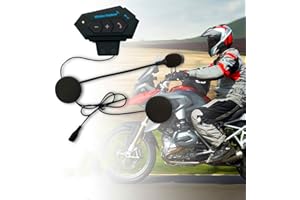 Denpetec Helmet Bluetooth Headset, BT-12 Motorcycle Helmet Intercom, Helmet Communication System Supports Handsfree, Stereo Music