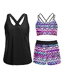Holipick Tribal 3 Piece Tankini Swimsuits for Women