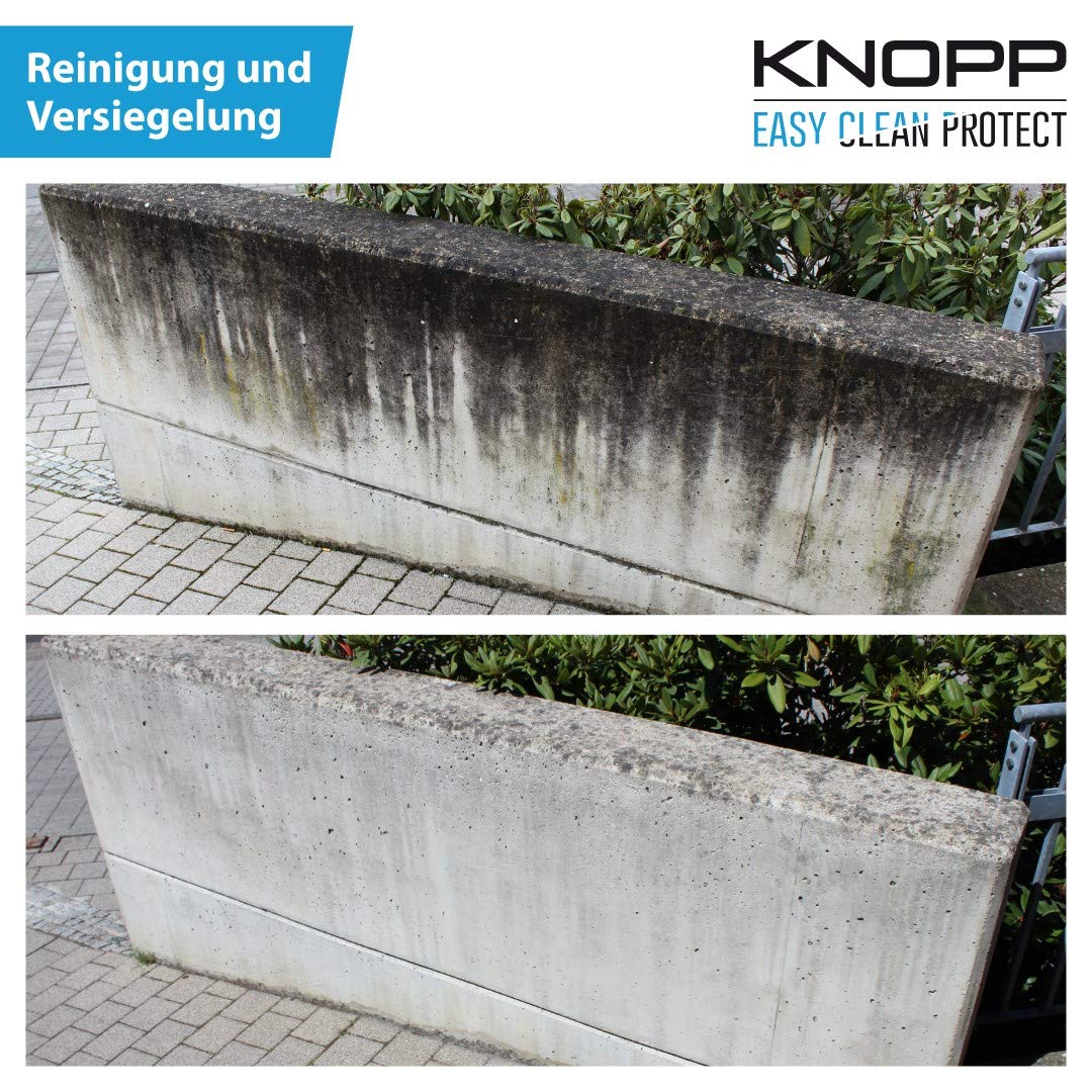 KNOPP Flechtenentferner, Flechtenex, Terrassenreiniger, Pflastersteinreiniger, Waschbetonplattenreiniger, Grünbelagentferner, Algenentferner, Algenvernichter, Steinreiniger; gebrauchsfertig, 1l 4