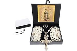 ESNOY Lazo Para Boda,Wedding Lasso for Ceremony Catholic,Lazos Para Boda Catolica,Lazos Para Bodas De Iglesia Para Novios,Pearls Rosary with Unity Cross for Wedding Ceremony,Lazo De Boda Para Los Novios