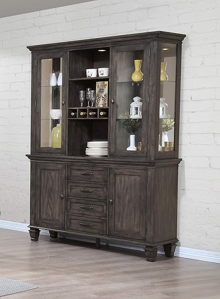 Amazon Com Sunset Trading Shades Of Gray China Cabinet Wine Rack