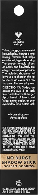 e.l.f. No Budge Shadow Stick Golden Goddess 0.056 oz Metallic Eyeshadow view 5